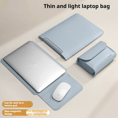 2-in-1 Laptop Sleeve with Mouse Pad – Ultra Light PU | 12–16 Inch